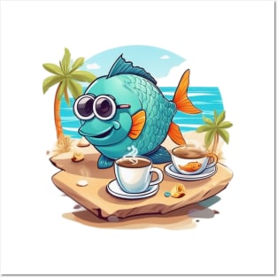 Fish coffee vacation Posters and Art